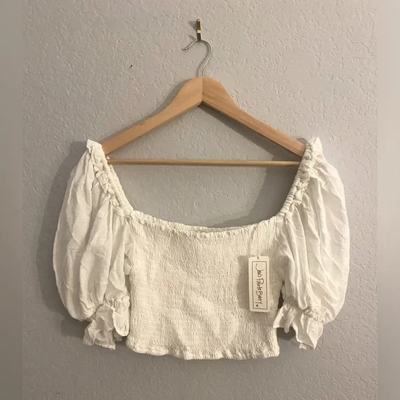 Jens Pirate booty, off the shoulder crop top, white, brand new, size small. - Picture 1 of 4